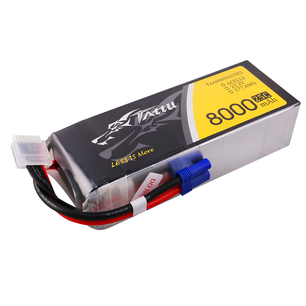 Tattu 8000mAh 22.2V 25C 6S1P Lipo Battery Pack with EC5