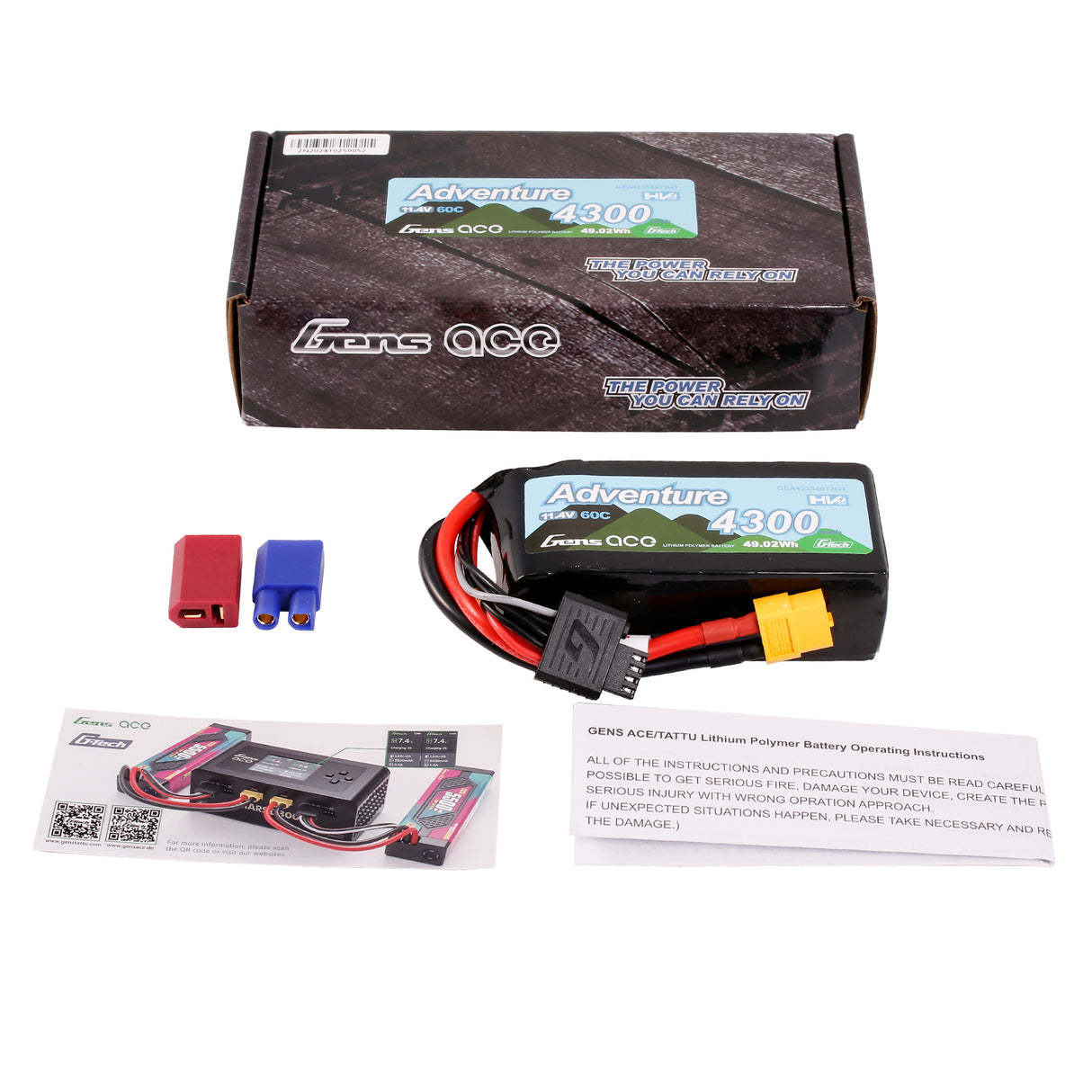 Gens ace 4300mAh 3S 60C HV LiPo Battery with XT60 | Adventure Series | G-Tech