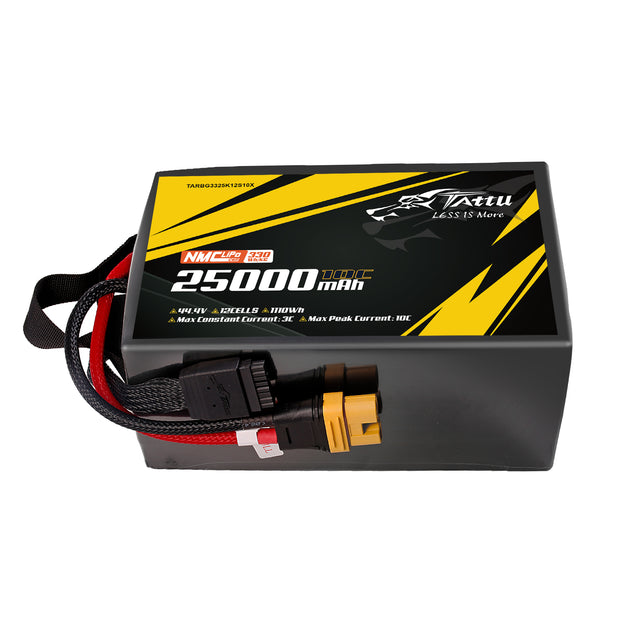 Tattu Semi-solid State 330Wh/kg 25000mAh 10C 44.4V 12S1P Lipo Battery Pack with AS150U-F plug