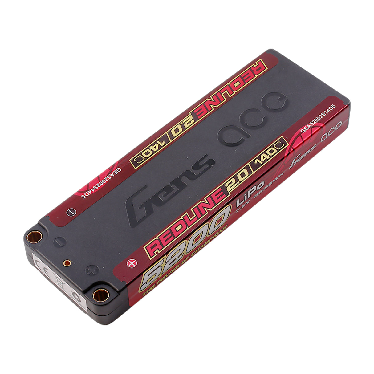 Gens ace Redline 2.0 5200mAh 7.6V 140C 2S HardCase 146# HV Lipo Battery