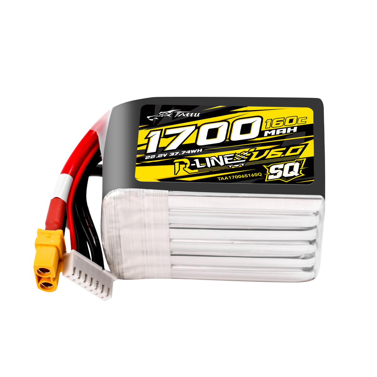 Tattu 1700mAh 6S 160C 22.2V SQ Lipo Battery | XT60 Plug | R-Line 6.0