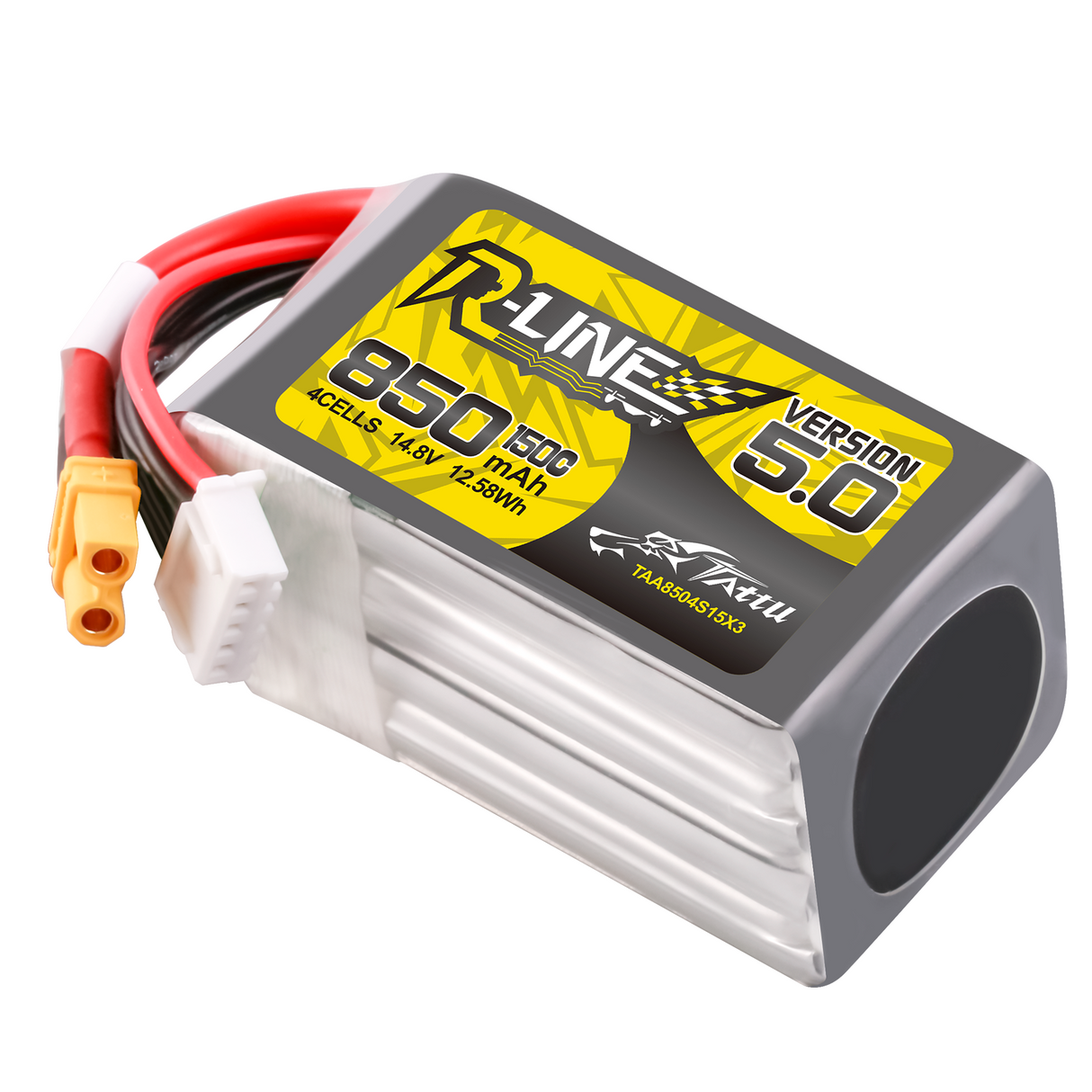 Tattu R-Line Version 5.0 850mAh 14.8V 4S 150C Lipo Battery Pack with XT30U-F Plug
