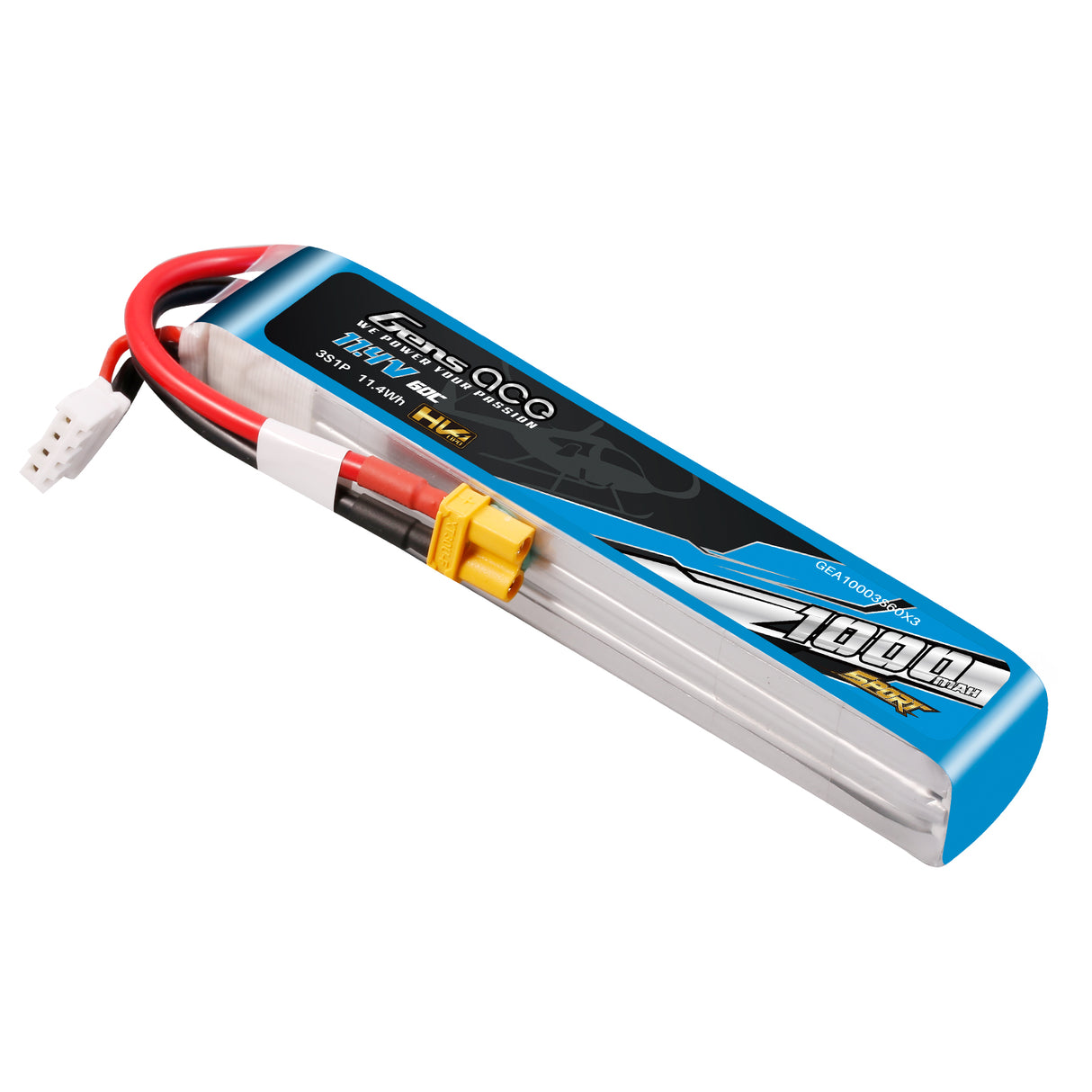 Gens ace 1000mAh 3S 11.4V 60C Lipo Battery with XT30-plug ( F5J )
