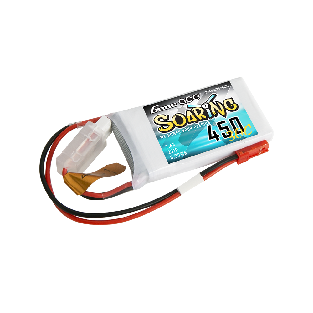 Gens ace Soaring 450 mAh 7,4 V 30C 2S1P Lipo-Akkupack mit JST-SYP-Stecker
