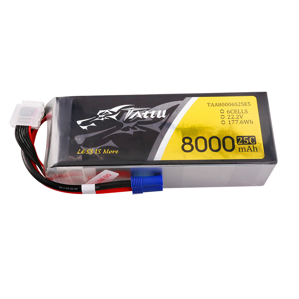 Tattu 8000mAh 22.2V 25C 6S1P Lipo Battery Pack with EC5