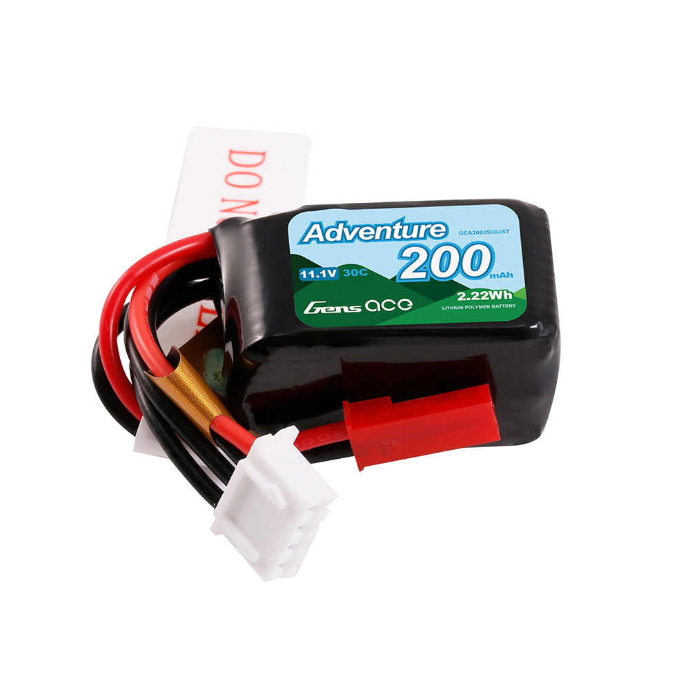 Gens ace 200mAh 11.1V 30C 3S1P Lipo Battery Pack with JST-SYP Plug