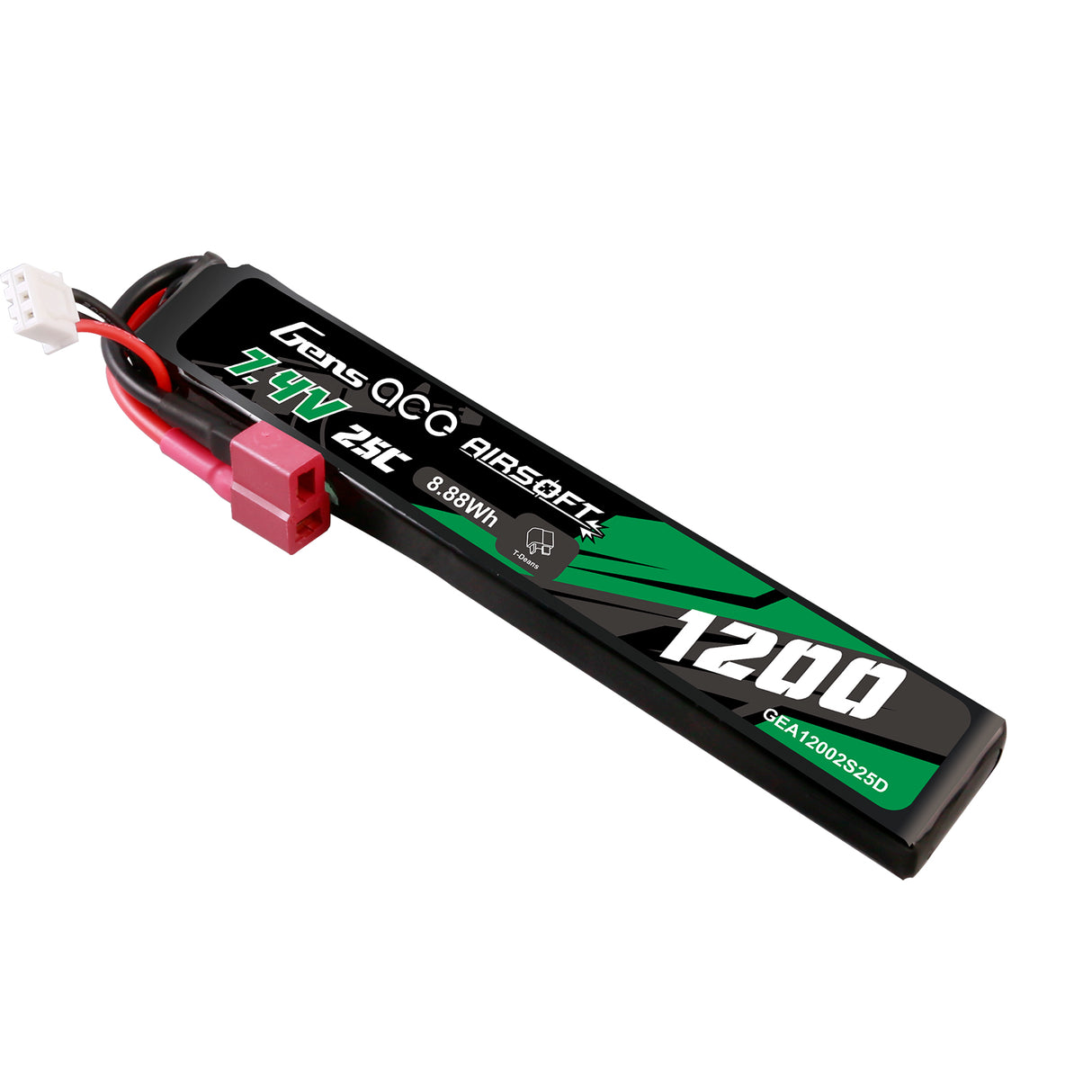 Gens ace 25C 1200 mAh 2S1P 7,4 V Airsoft Gun Lipo Akku mit T-Stecker