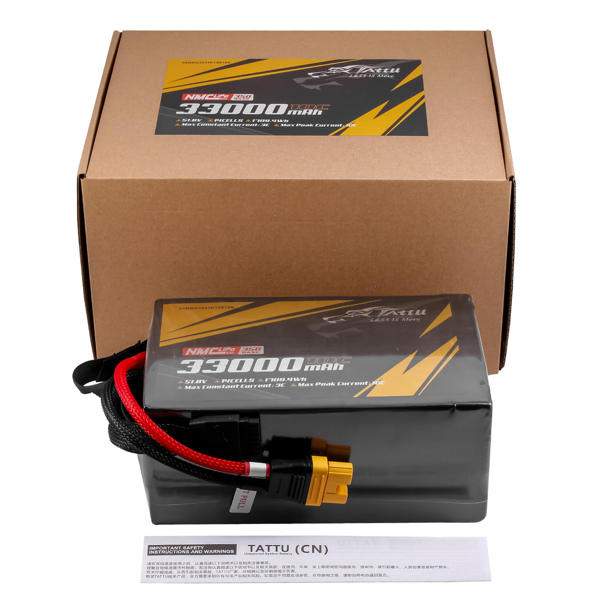 Tattu Semi-solid State 350Wh/kg 33000mAh 10C 51.8V 14S1P Lipo Battery Pack with AS150U-F plug