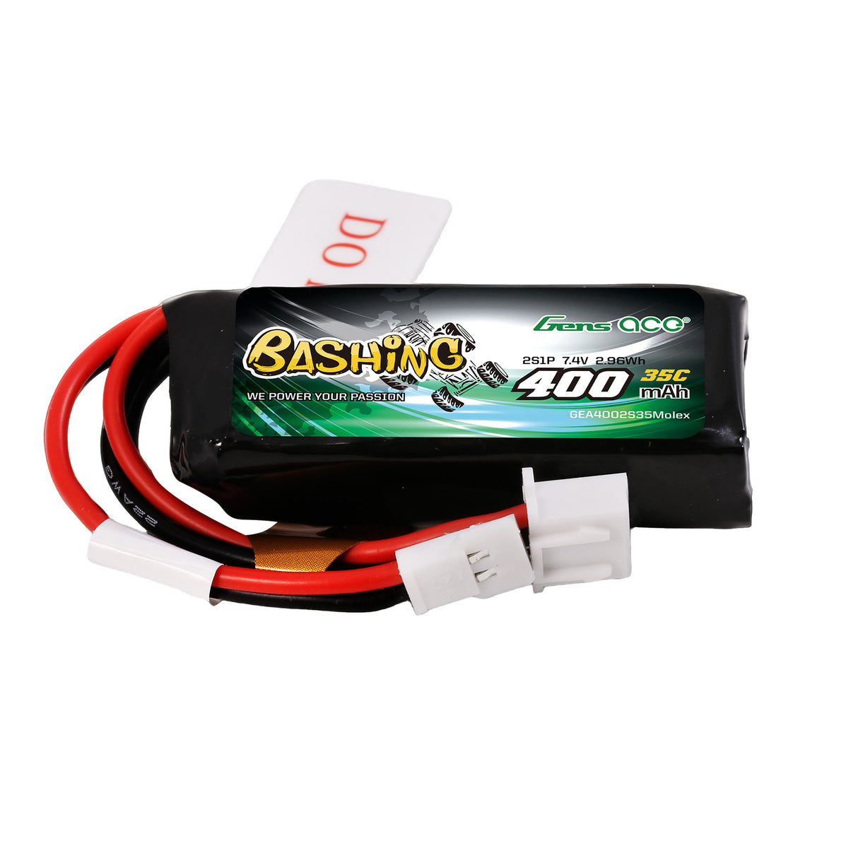 Gens ace 400mAh 7.4V 2S1P 35C Lipo Battery Pack with Molex Plug-Bashing Series
