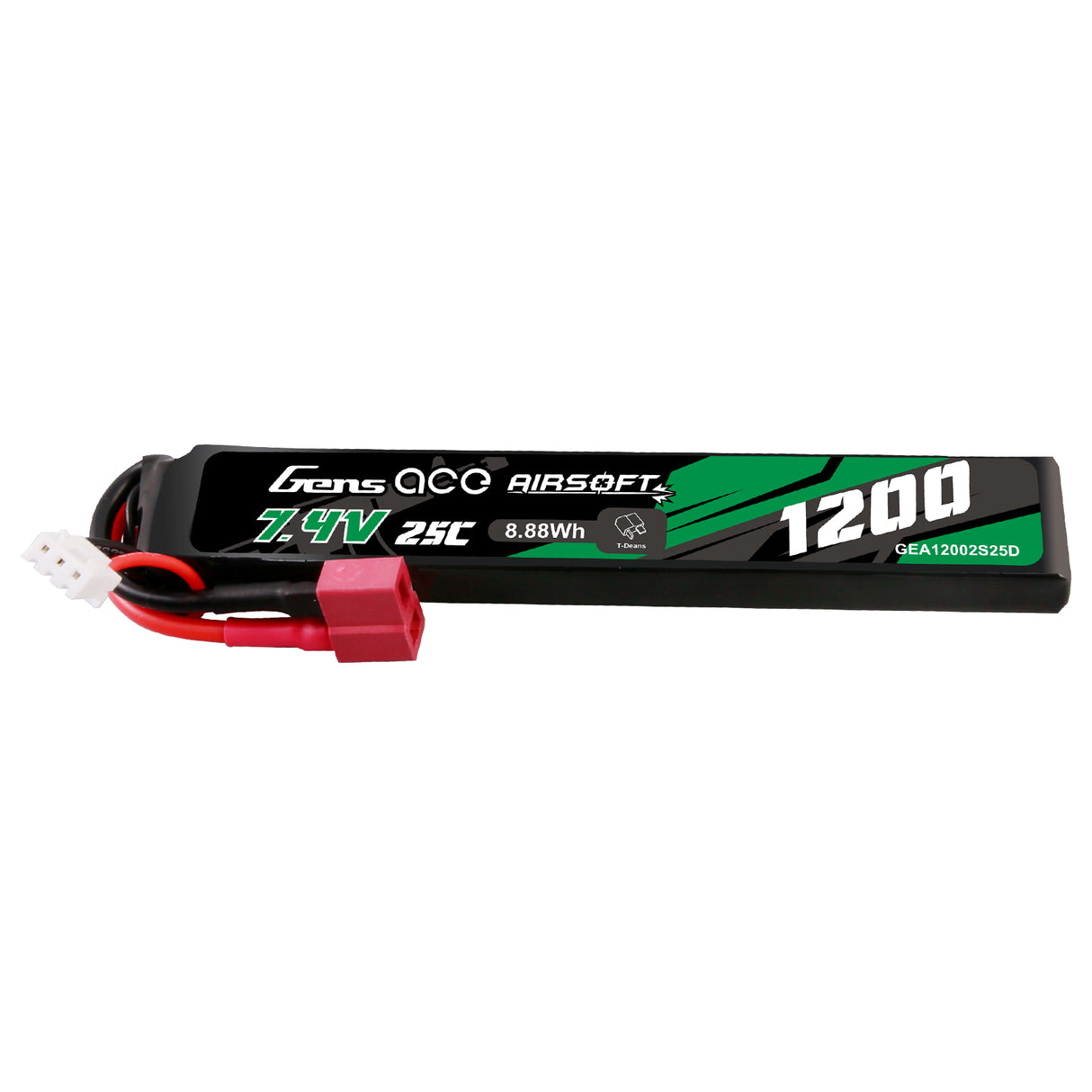 Gens ace 25C 1200 mAh 2S1P 7,4 V Airsoft Gun Lipo Akku mit T-Stecker