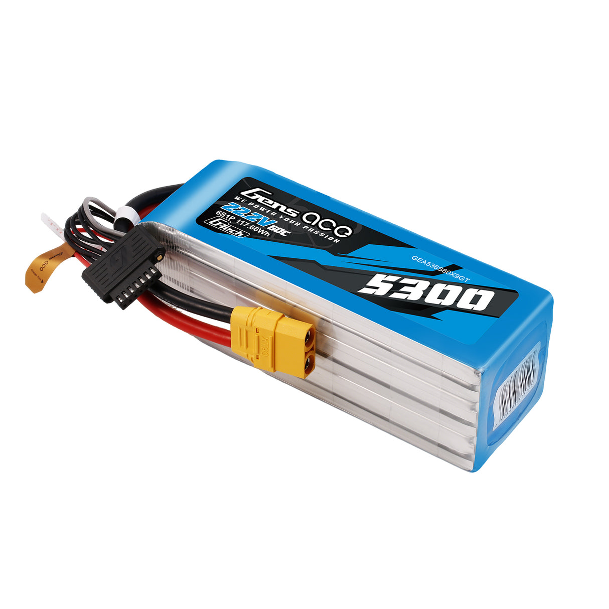 Gens Ace G-Tech 5300mAh 22.2V 60C 6S1P Battery Pack with XT90 plug