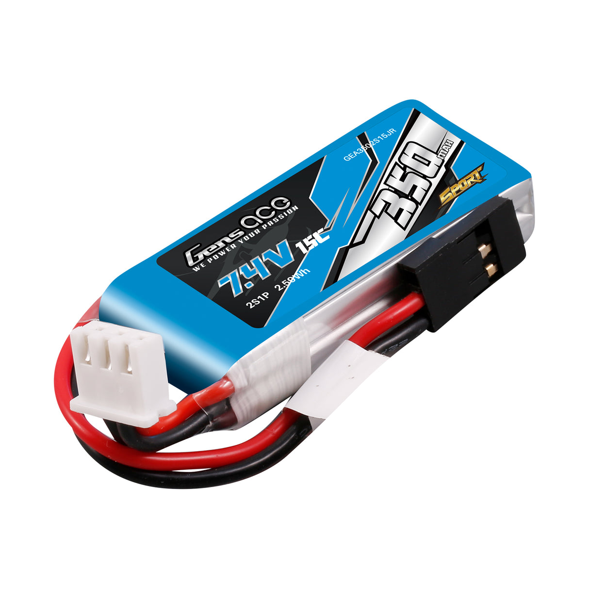 Gens ace 350mAh 7.4V 15C 2S1P Lipo Battery Pack ( F3K )
