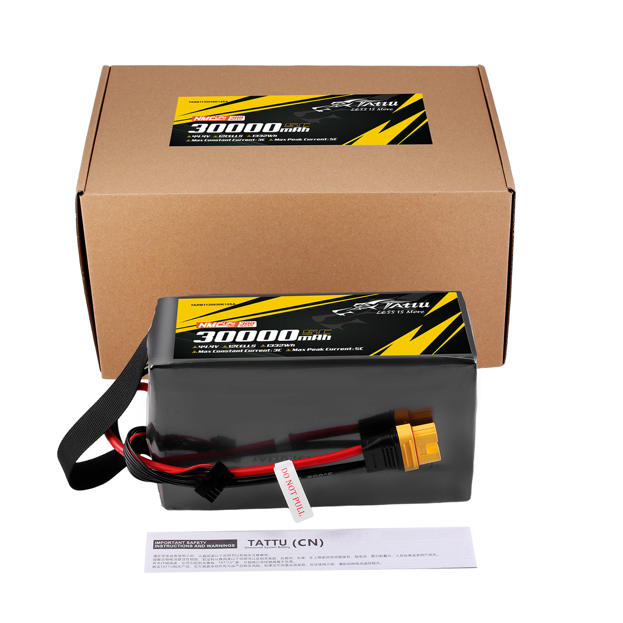 Tattu Semi-solid State 300Wh/kg 30000mAh 5C 44.4V 12S1P Lipo Battery Pack with AS150U-F