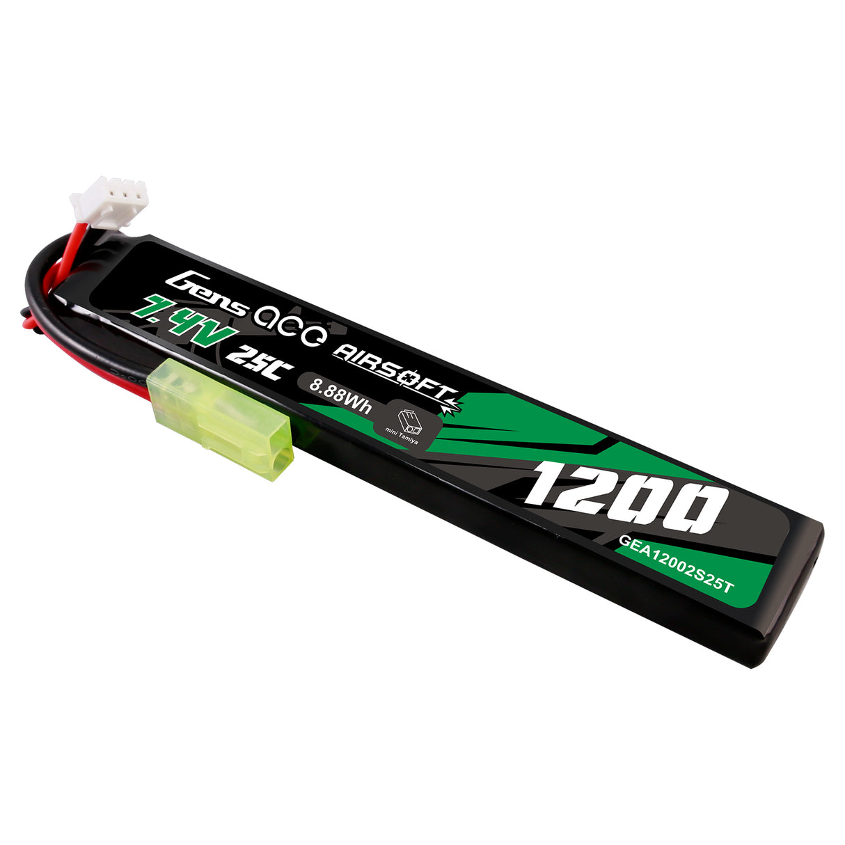 Gens ace 25C 1200 mAh 2S1P 7,4 V Airsoft Gun Lipo Akku mit Mini-Tamiya-Stecker