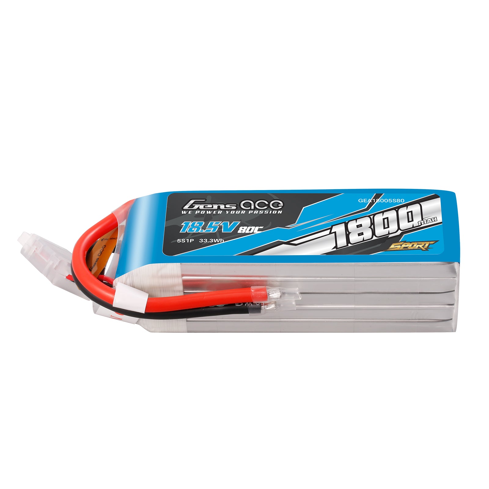 Gens ace 1800mAh 5S 18.5V 80C Lipo Battery （ F5B ) – Genspow GmbH