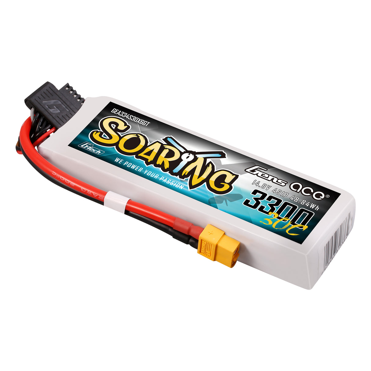 Gens ace G-Tech Soaring 3300mAh 14.8V 30C 4S1P Lipo Battery Pack with XT60 plug