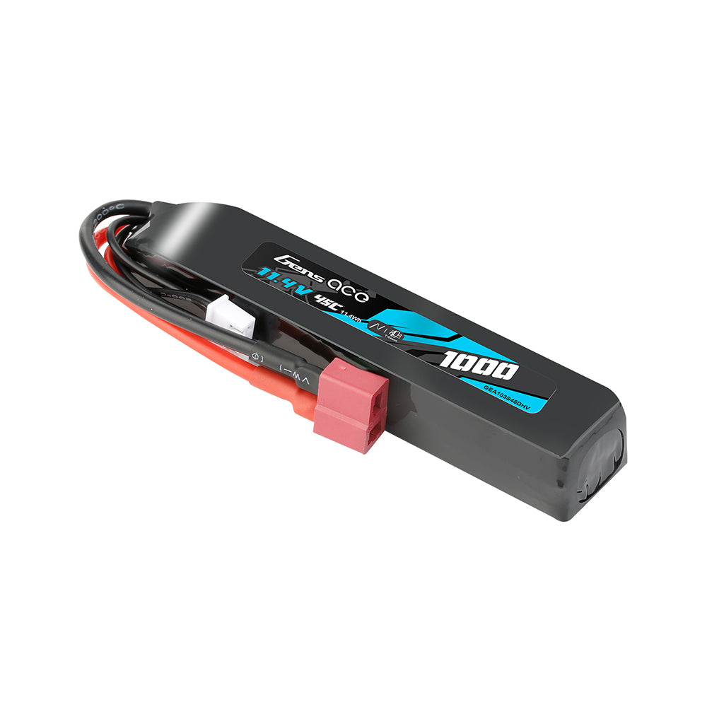 Gens Ace LIPO 1000mAh 11.4V 45C 3S1P Deans(T) High Voltage LIPO Battery Pack