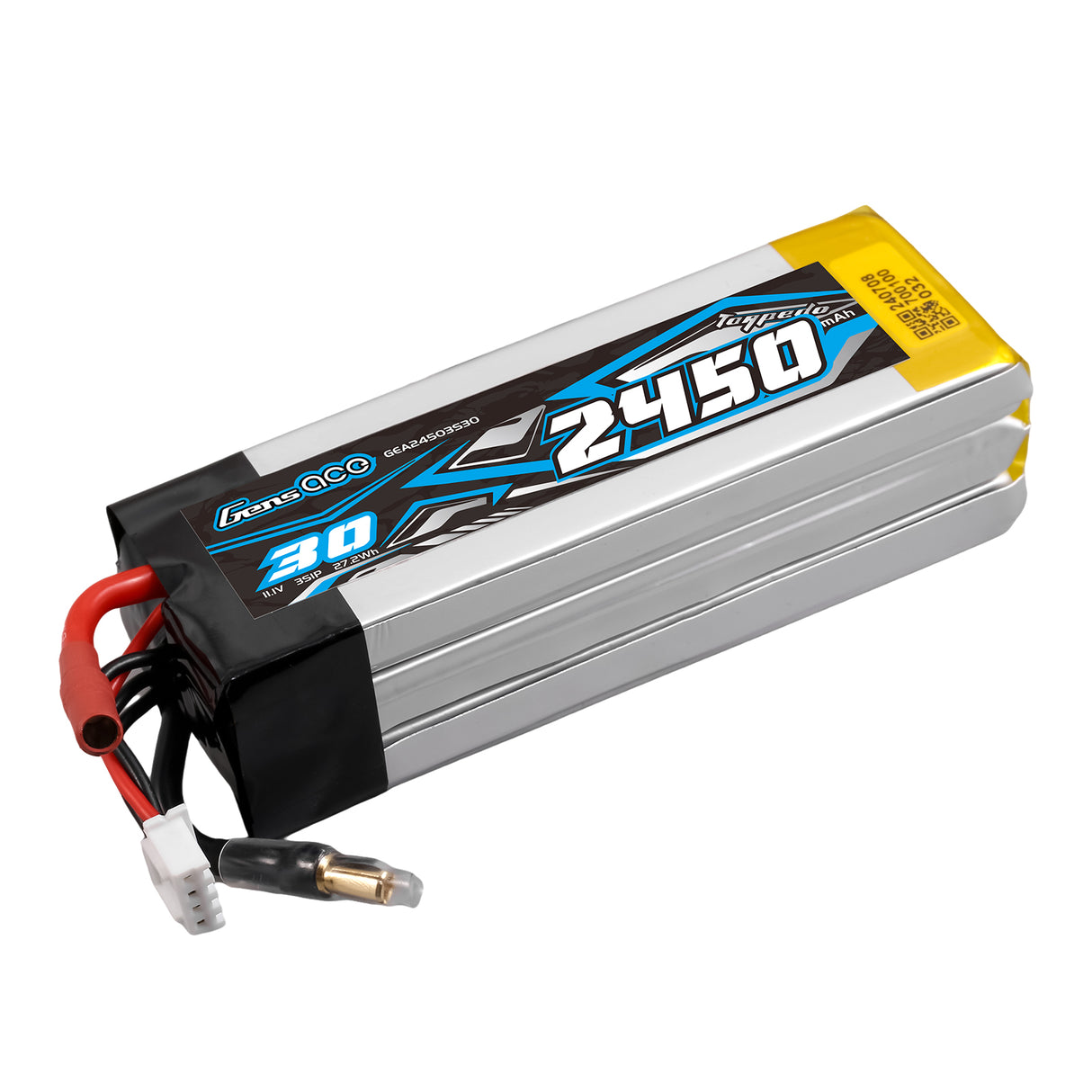 Gens Ace 30C 2450mAh 3S1P 11.1V  Lipo Battery with JST-XHR Plug(MINI-HYDRO)