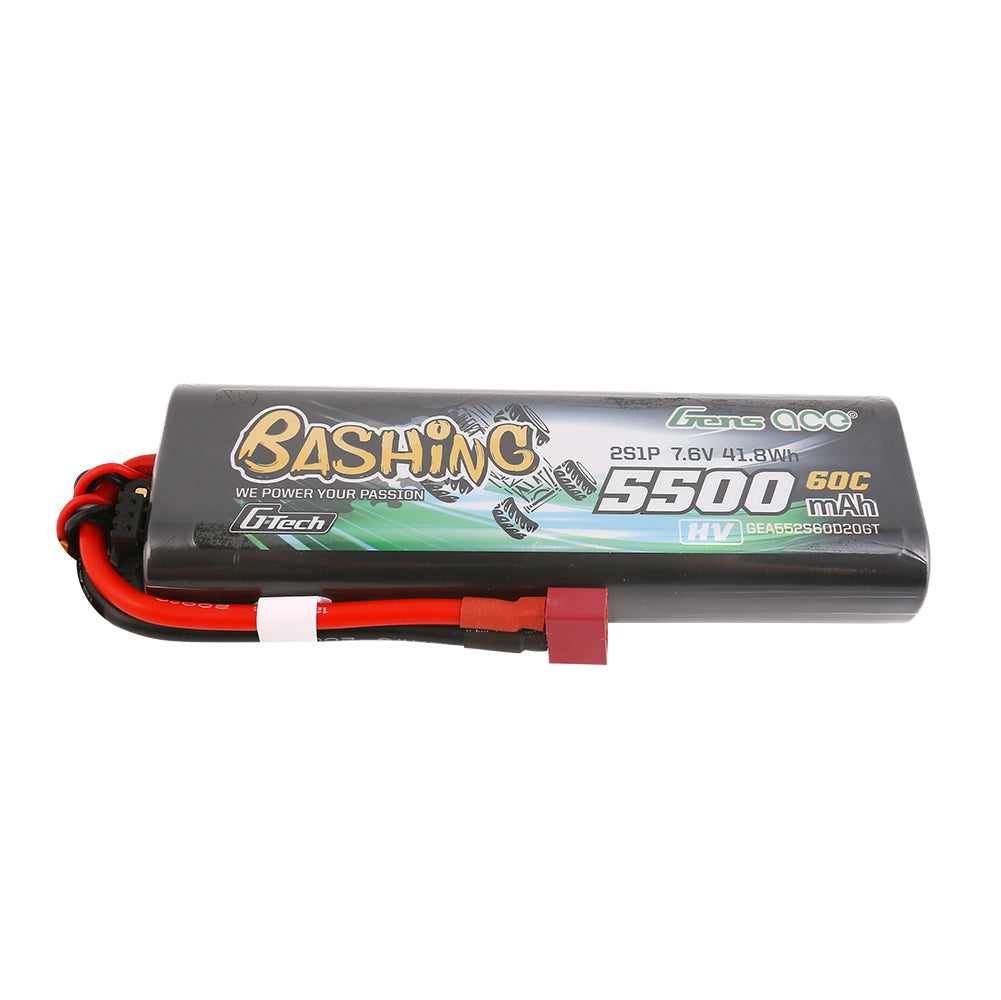 Gens ace G-Tech 5500mAh 7.6V  2S1P 60C HV car Lipo Battery Pack Hardcase 20# with T Plug