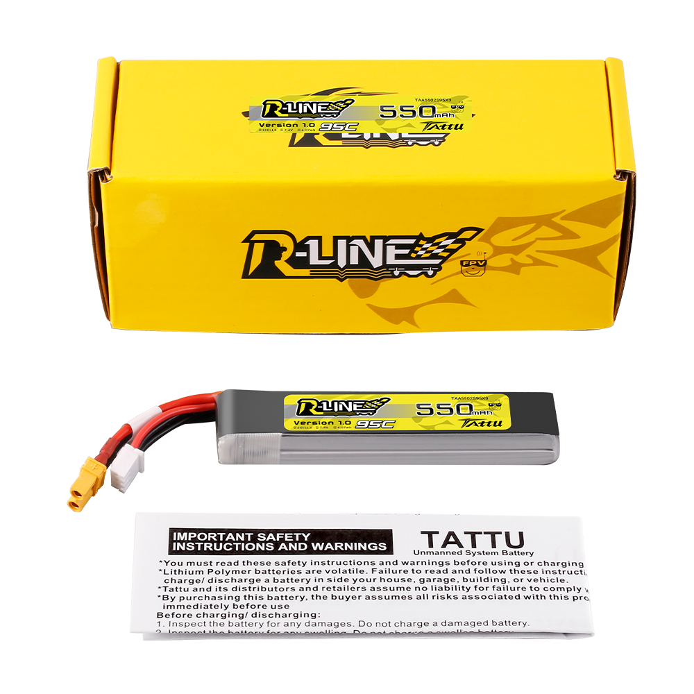 Tattu R-Line 550mAh 7,4V 2S1P 95C Lipo-Akku Langpackung