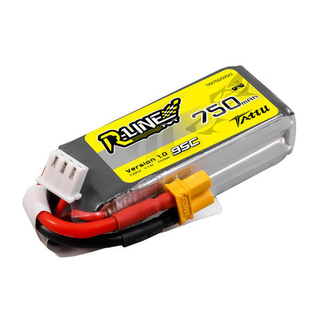 Tattu R-Line 750mAh 95C 7.4V 2S1P Lipo Battery Pack with XT30U-F Plug