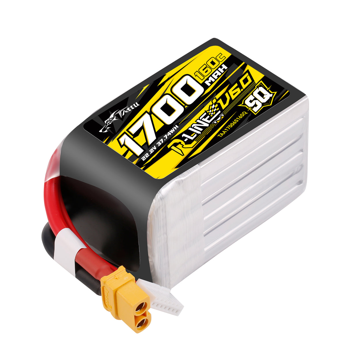 Tattu 1700mAh 6S 160C 22.2V SQ Lipo Battery | XT60 Plug | R-Line 6.0