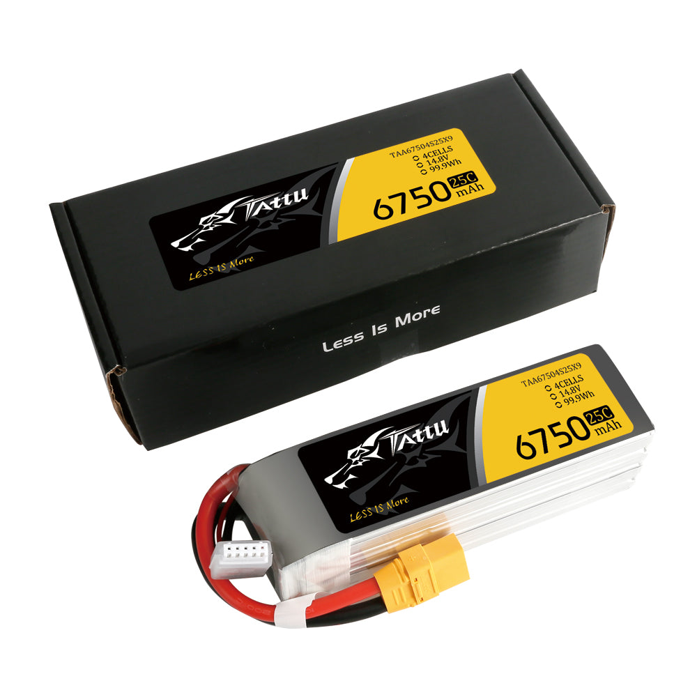 Tattu 6750mAh 14.8V 25C 4S1P Lipo Battery with XT90