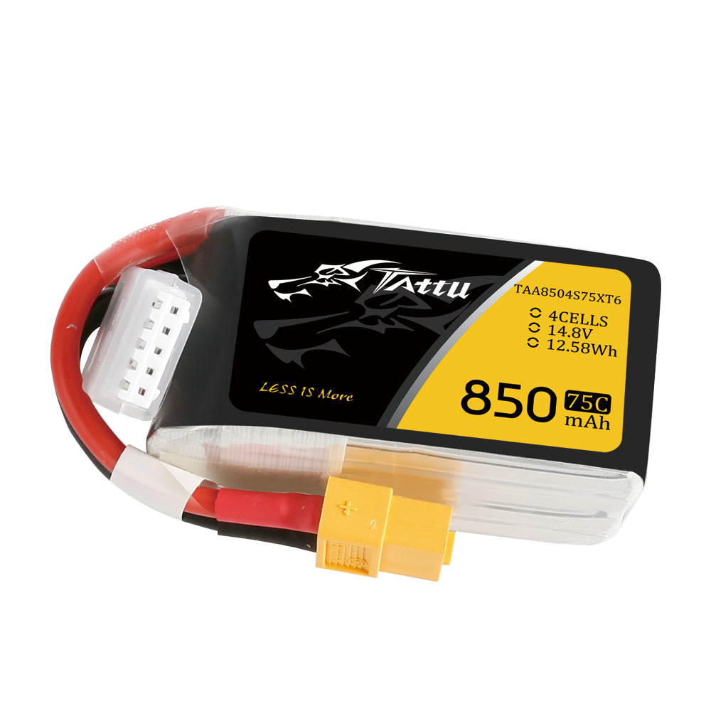 Tattu 850mAh 14,8V 75C 4S1P Lipo Akkupack mit XT60 Stecker