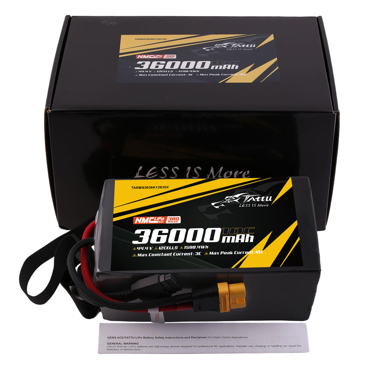 Tattu Semi-solid State 380Wh/kg 36000mAh 10C 44.4V 12S1P Lipo Battery Pack with AS150U-F plug