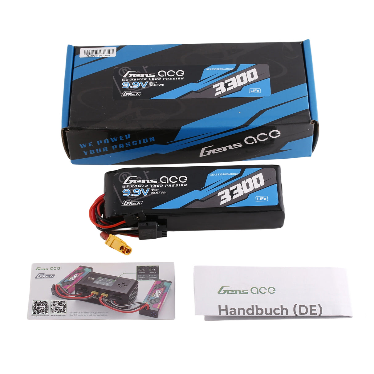 Gens ace Mini G-Tech 3300mAh 9.9V 3S 20C Li-Fe Battery with XT30 for Receiver