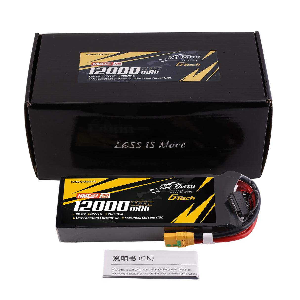 Tattu Semi-solid State 380Wh/kg 12000mAh 10C 22.2V 6S1P Lipo Battery Pack with XT90S-F plug