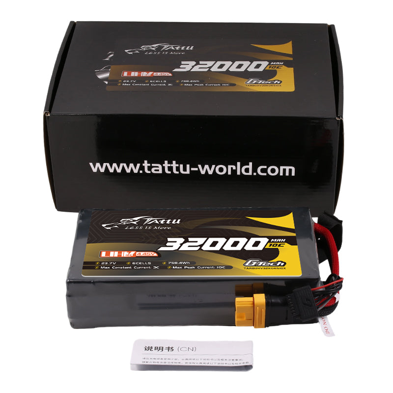 Tattu 32000mAh 6S 10C UHV 23.7V LiPo Battery with XT90S-F plug