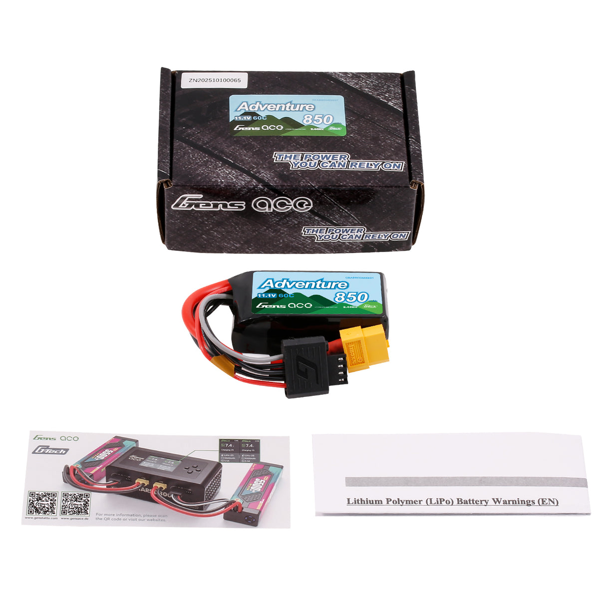 Gens ace Adventure G-Tech 850mAh 3S1P 11.1V 60C Lipo Battery XT60