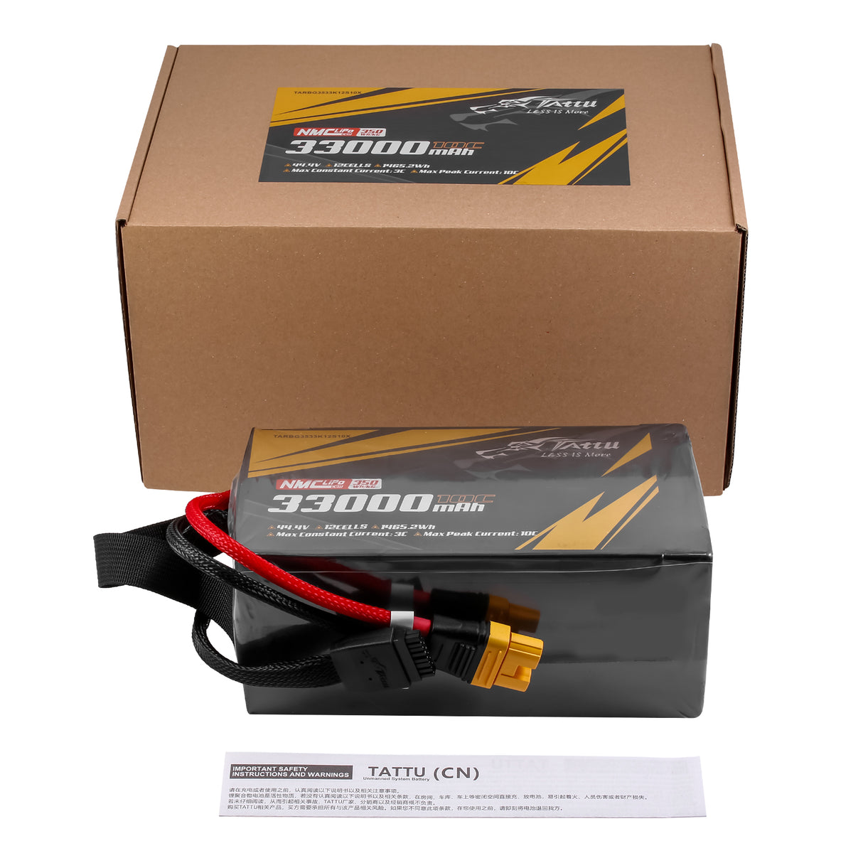 Tattu Semi-solid State 350Wh/kg 33000mAh 10C 44.4V 12S1P Lipo Battery Pack with AS150U-F plug