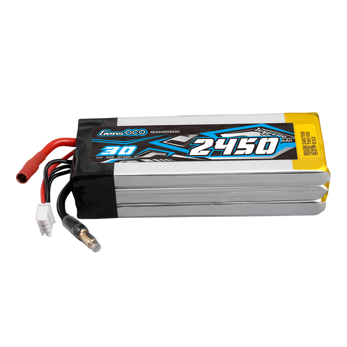Gens Ace 30C 2450mAh 3S1P 11.1V  Lipo Battery with JST-XHR Plug(MINI-HYDRO)