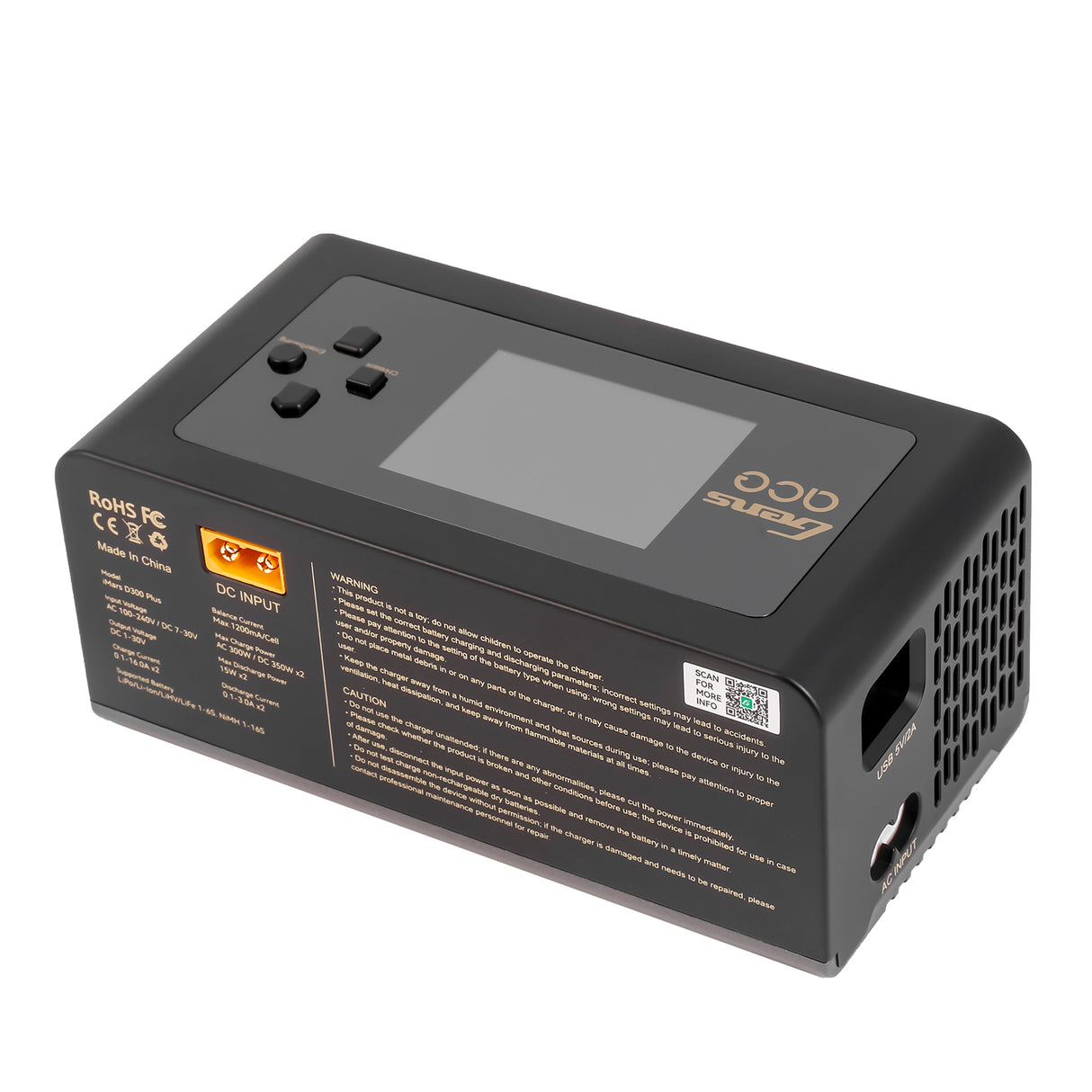 Gens ace iMars D300 Plus Smart Charger | Dual-Channel | G-tech | EB Black