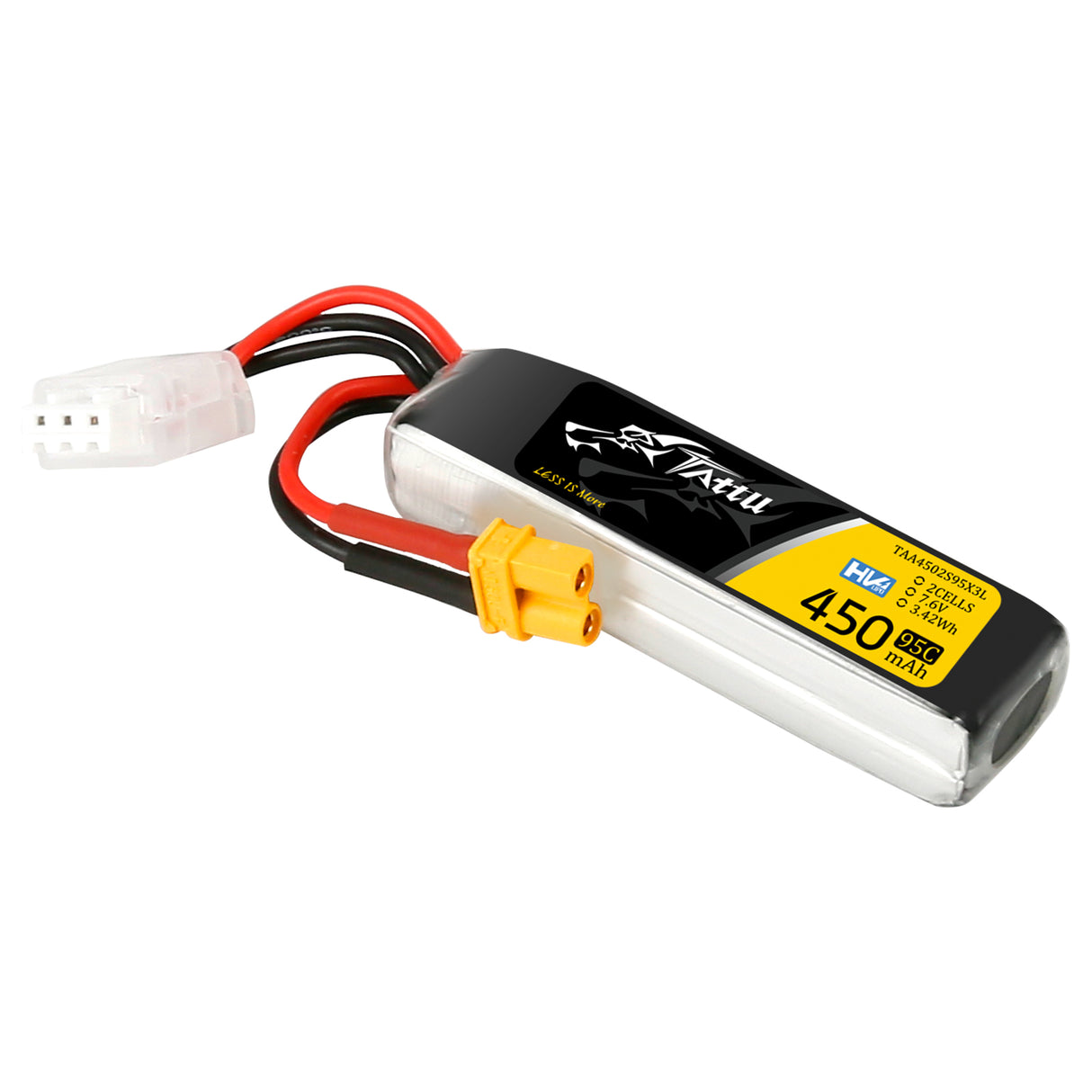 Tattu 2s 450mAh 95C 7,6V HV Lipo-Akku mit XT30 Long-Pack