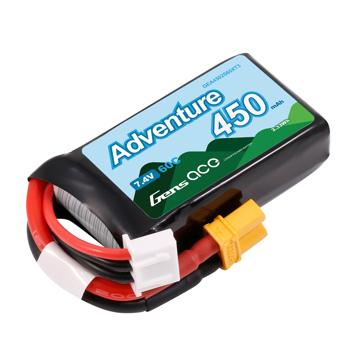 Gens ace Adventure 450mAh 2S1P 7.4V 60C Lipo Battery XT30