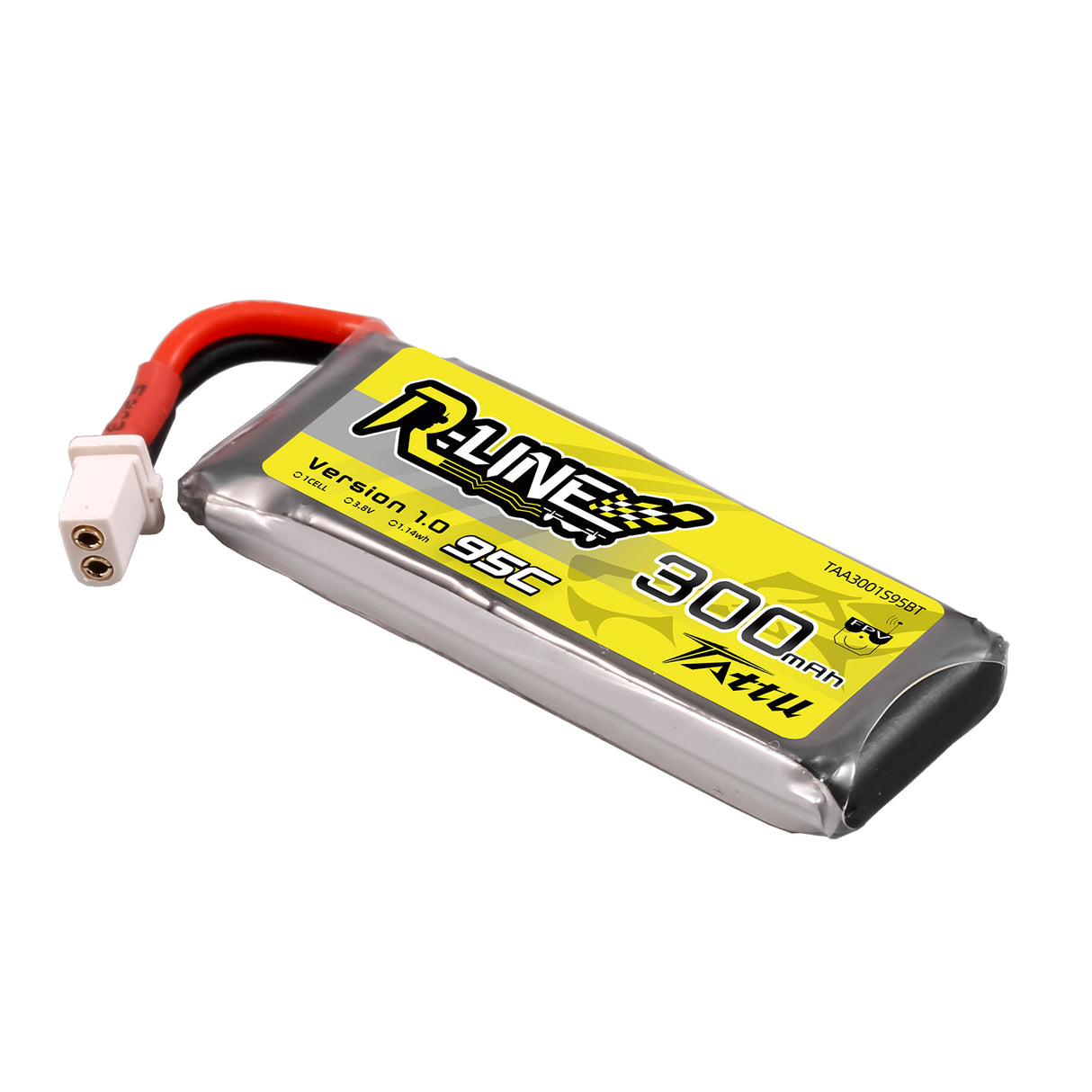 Tattu 300mAh 3.8V 95C 1S1P HV Lipo Battery Pack with BT 2.0 plug