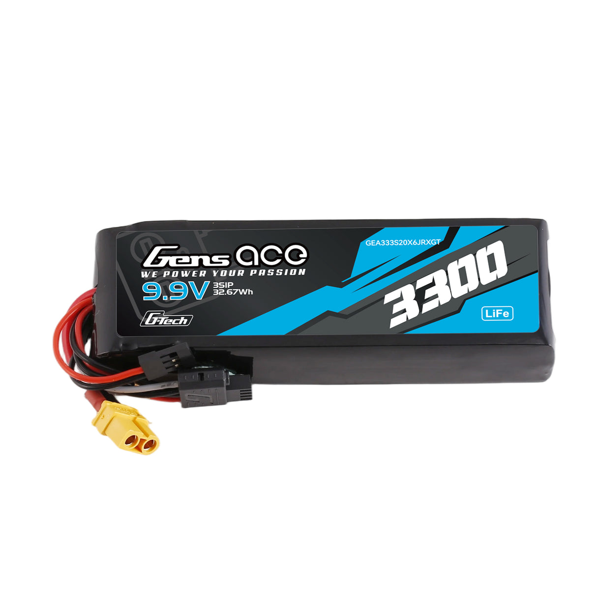 Gens ace Mini G-Tech 3300mAh 9.9V 3S 20C Li-Fe Battery with XT30 for Receiver