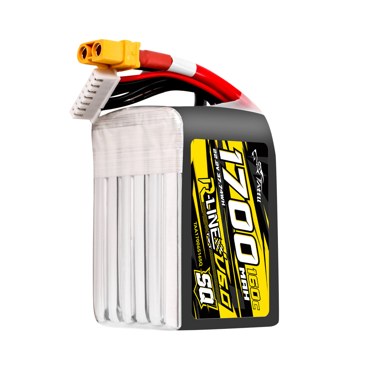 Tattu 1700mAh 6S 160C 22.2V SQ Lipo Battery | XT60 Plug | R-Line 6.0