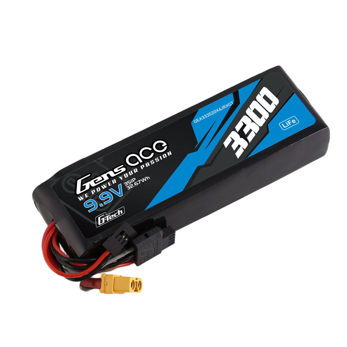 Gens ace Mini G-Tech 3300mAh 9.9V 3S 20C Li-Fe Battery with XT30 for Receiver