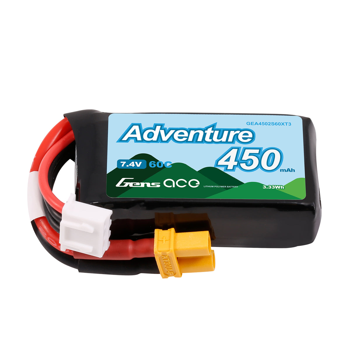 Gens ace Adventure 450mAh 2S1P 7.4V 60C Lipo Battery XT30