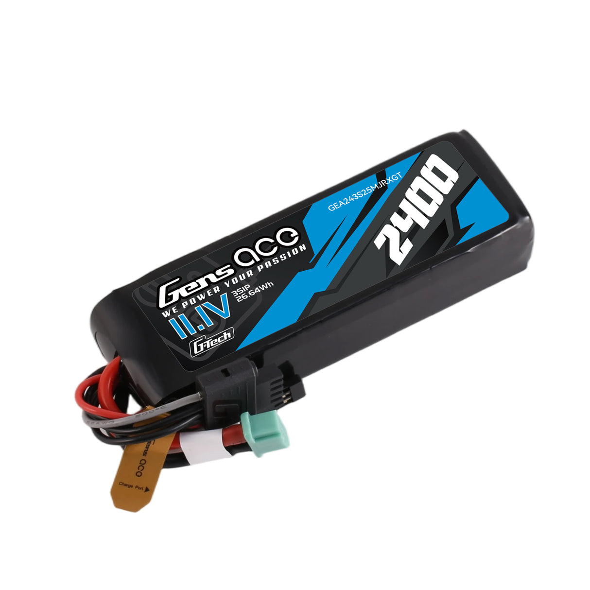 Gens ace Mini G-Tech 2400mAh 11.1V 3S1P 25C LIPO Battery Pack for Receiver