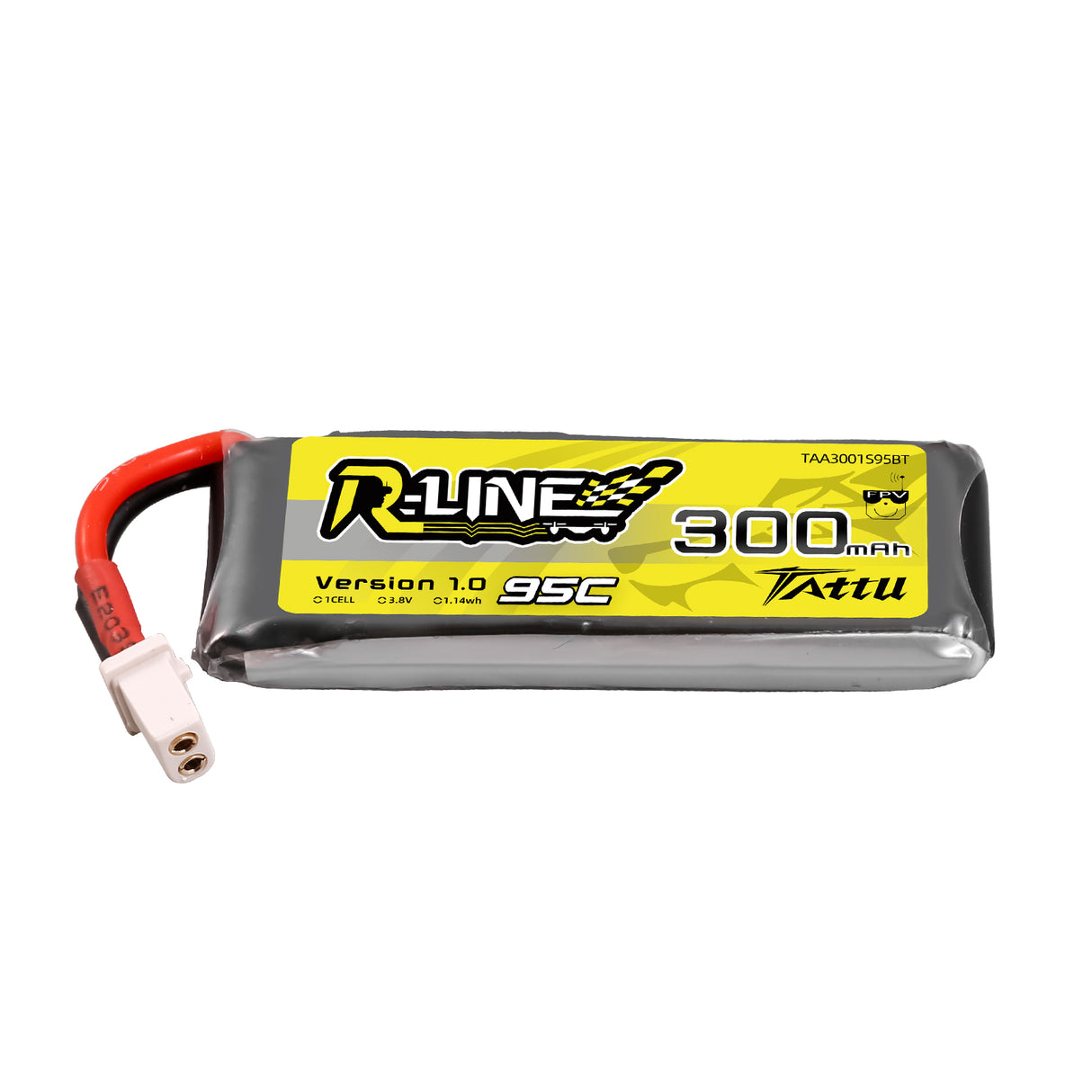 Tattu 300mAh 3.8V 95C 1S1P HV Lipo Battery Pack with BT 2.0 plug