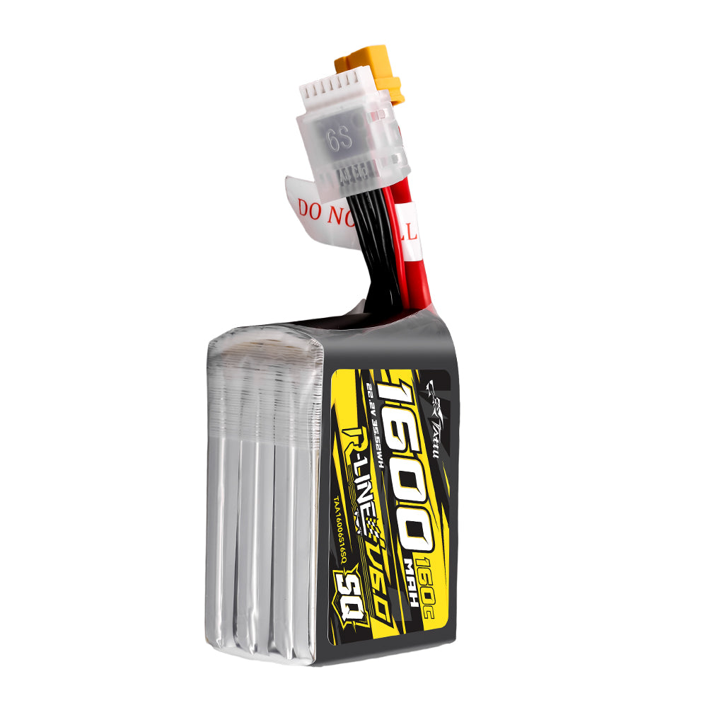 Tattu 1600mAh 6S 160C 22.2V SQ Lipo Battery | XT60 Plug | R-Line 6.0
