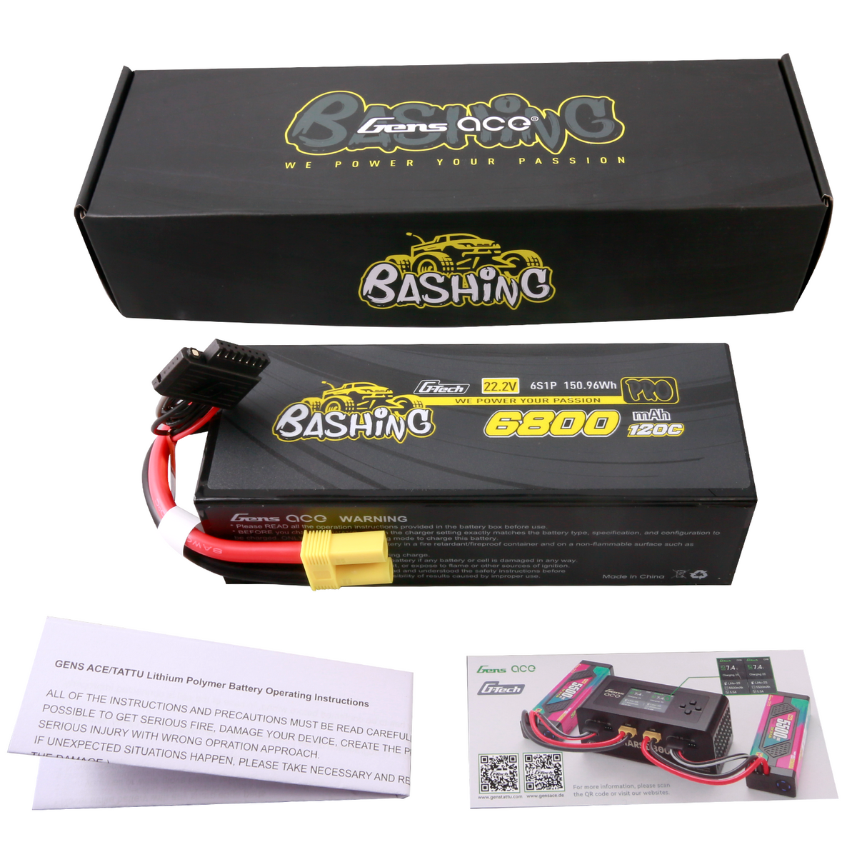 Gens ace G-Tech  6800mAh 22.8V 120C 6S1P Lipo Battery Pack with EC5-Bashing Series