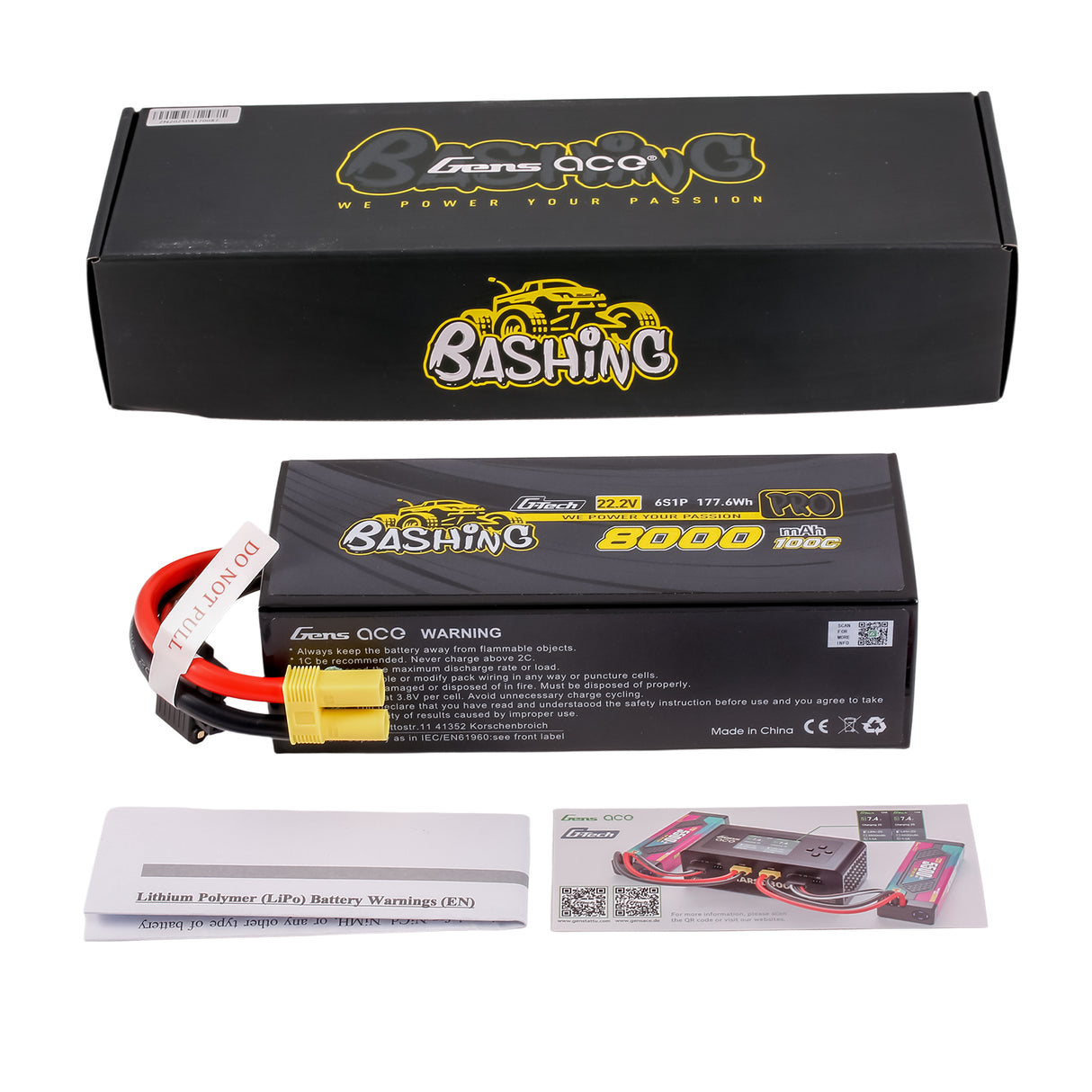 Gens ace G-Tech 8000mAh 22.2V 100C 6S1P Lipo Battery Pack with EC5-Bashing Series