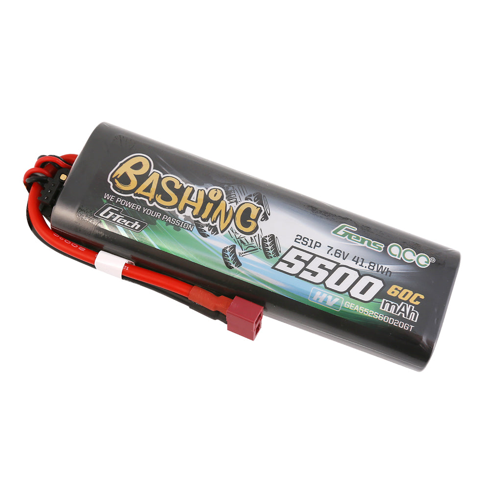 Gens ace G-Tech 5500mAh 7.6V  2S1P 60C HV car Lipo Battery Pack Hardcase 20# with T Plug