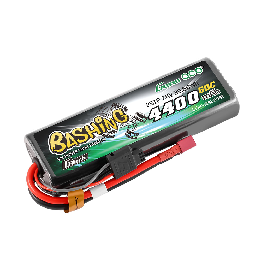 Gens ace Bashing G-Tech 4400mAh 7.4V 2S1P 60C RC Car Lipo Battery Pack Deans(T) Plug, Hardcase 759-17#